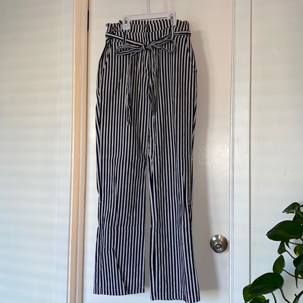 Navy Striped Pants